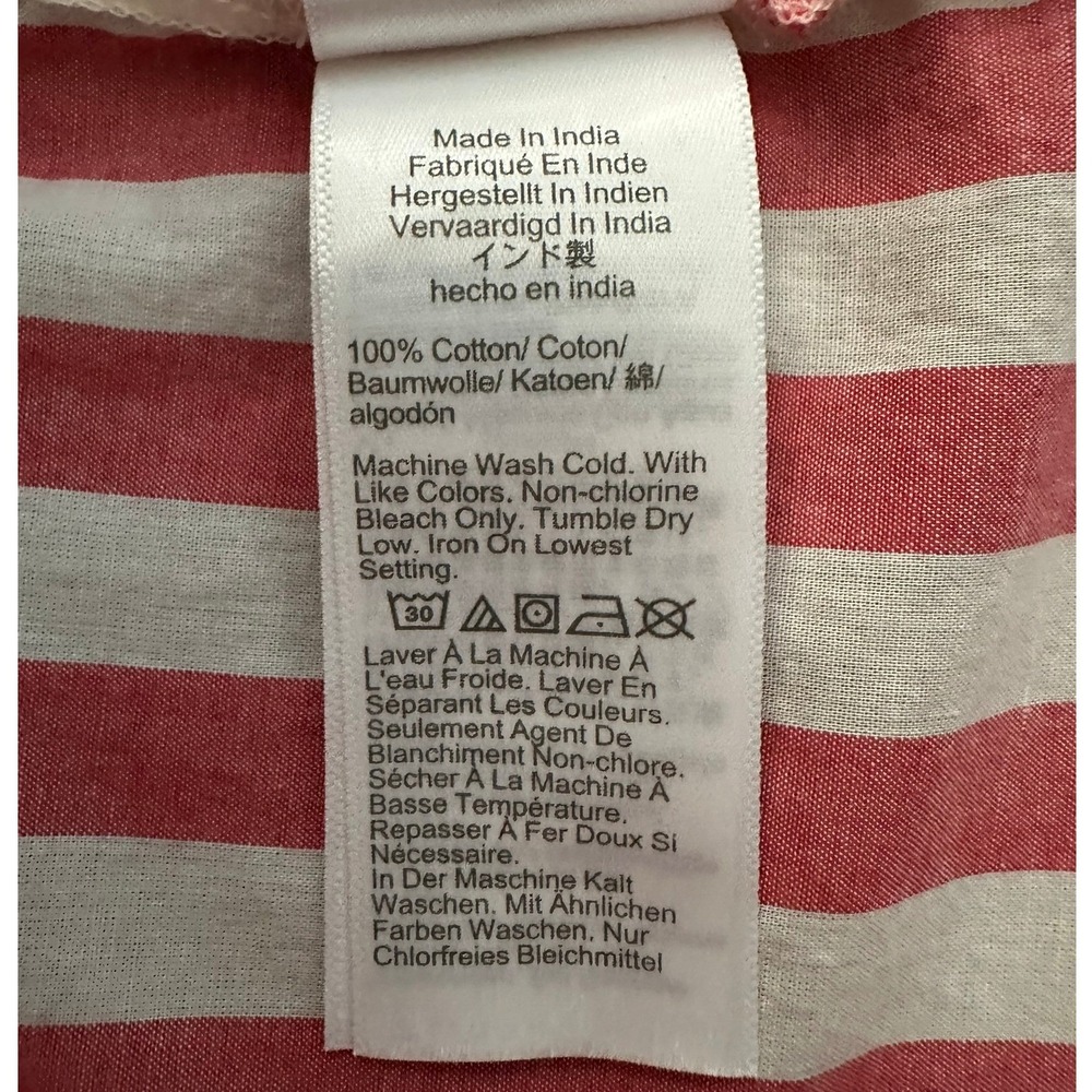 J.Crew Striped Button Down Shirt L Red White 100% Cotton Preppy Coastal Nautical - Picture 5 of 7